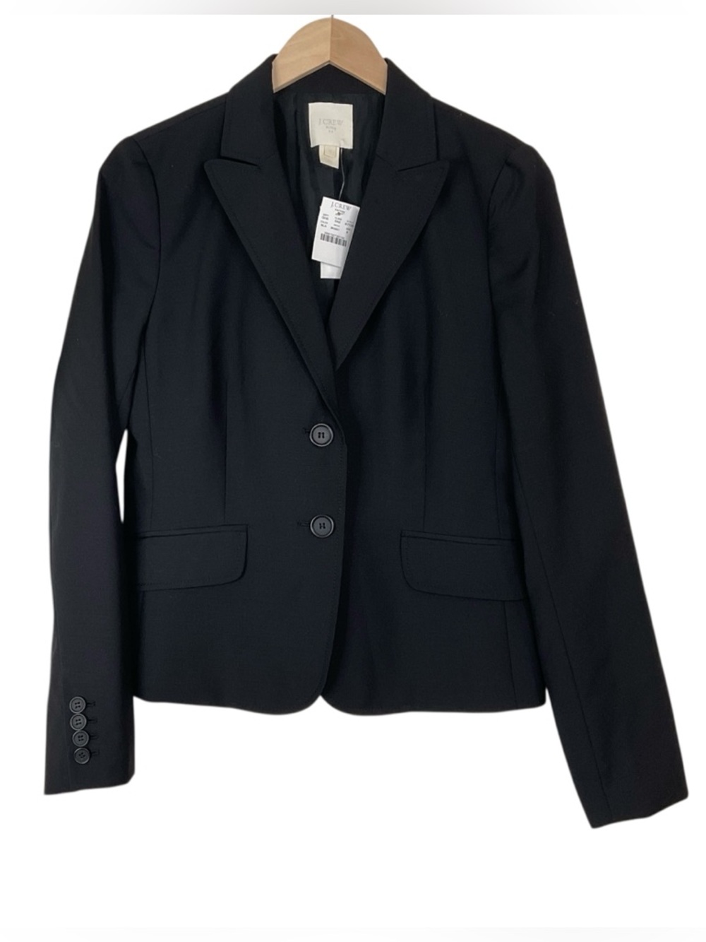 J. Crew Factory Black Wool Blazer Notch Collar Size 8 FLAW